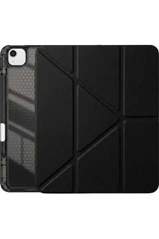 Ps Apple Uyumlu iPad Air 13 İnç M4 / M3 / M2 Tri Folding Standlı Kılıf - Siyah Kapaklı Kılıf