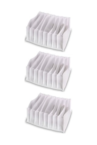 Serstil 3 Adet - Xlarge 8 Gözlü Dolap Içi Akardiyon Organizer 31 X 36 X 12 - 3 Adet Gri