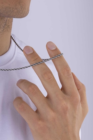 Gümüş Pazarım Burgu Model Siyah Geçişli Çelik Erkek Zincir Çok renkli