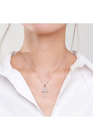 Tancise 925 Ayar Gümüş Haç Kolye Kadın Japonya ve Güney Kore Tam Kolye Boyun Zinciri Kişilik Ins Süs Klavikula Zinciri Nesil.