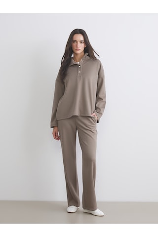 Lcw Vision Kahverengi Dik Yaka Oversize Kadın Sweatshirt