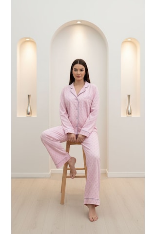 Divinus Ayıcık Desenli Pembe Kadın Pijama Takımı Pembe