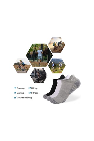 Lemestar Hafif Gri M Beden Spor Çorap, Pamuklu 6 Çift Paket, Banyo Altı Desenli, Elastik Özellikli Açık Gri