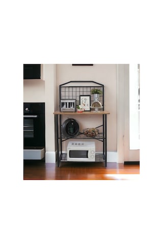 Metal Kahve Köşesi Çam Ahşap Tablalı Mutfak Bangosu Ada Masa