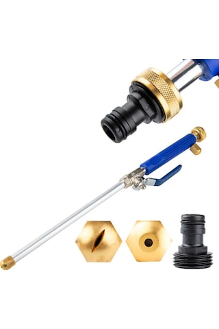 Xiyyadms Mavi Alüminyum Fırça Suyu Silgi, 2 Sprey Ucuyla Otomobil Bahçe Bahçe Yıkama, Yüksek Basınçlı Temizlik Aleti