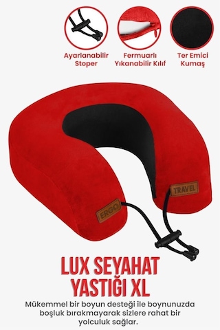 Viscofoam Lux Ortopedik Seyahat Yastığı Visco Boyun Destekli Seyahat Yastığı - Kırmızı | Ergo Travel