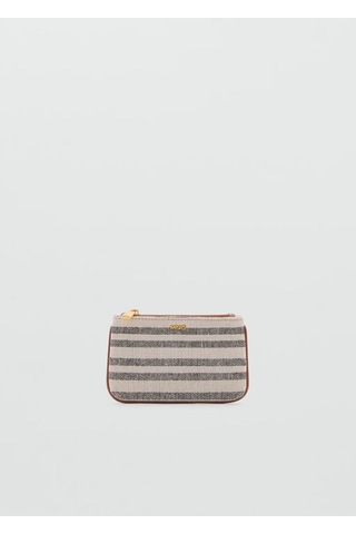 Çizgili Bozuk Para Cüzdanı Orta Kahverengi