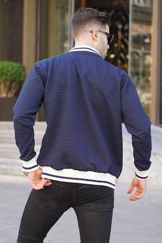 Madmext Lacivert Kapitone Desenli Erkek Bomber Ceket 6035