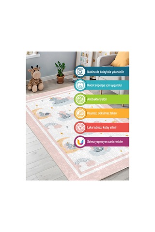 Dijital Baskılı Pamuk Tabanlı Çocuk Halısı Kaymaz, Yumuşak, Makinede Yıkanabilir Çok Renkli 795159673 Çok Renkli