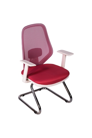 Ofisbazaar Dali Beyaz Fileli Misafir Koltuğu Ergonomik Toplantı Ve Bekleme Koltuğu Pembe Pembe