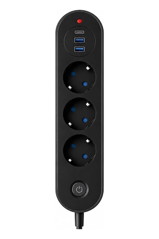 Robeve Blic Termal Akım Korumalı 3 Lü Priz 2500w 1 Usb-c + 2 Us