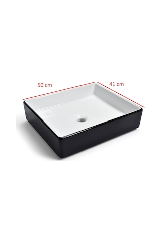 Ideal Standard - Tezgah Üstü Lavabo 50x41 Cm İç Beyaz Dış Siyah - 25051c- Beyaz, Siyah