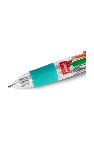 Legami - Mini Magic Rainbow, 4 Renkli Tükenmez Kalem, Yeşil, Mavi, Turuncu, Siyah, Uç 1 Mm, Ergonomik Silikon Sap, Ç Genel