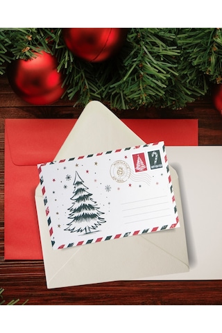 Yılbaşı Kartpostal Ve Zarf Seti, 9 Adet, Yeniyıl Tebrik Ve Hediye