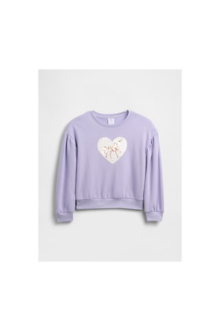 Gap Kız Çocuk Relaxed Flippy-sequin Grafikli Sweatshirt Mor