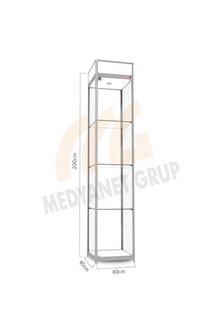 Camlı Vitrin - Camlı Dolap - Camlı Koleksiyon Vitrini 200X40X40 (528841600) Gri