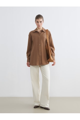 Lcw Modest Bej Loose Fit Kadın Gömlek Tunik