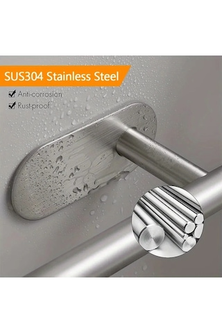 Xiyyadms Stainless Steel 20cm Otomatik Tutucu Bez Çemberi - Delik Olmadan Kurulum, Evini Düzenli Tutar Gümüş