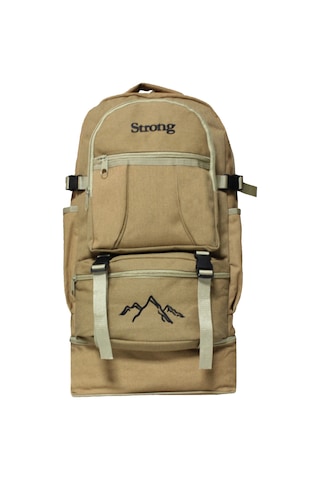 Unisex Körüklü Kanvas Kumaş Laptop Bölmeli Outdoor Sırt Çantası Dağcı Sırt Çantası Escp02 Bej Bej