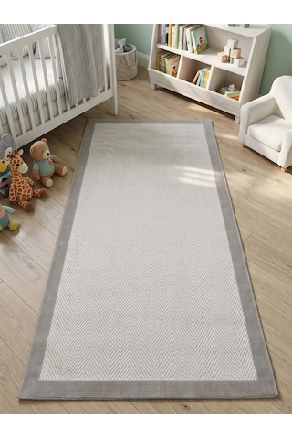 Vektör Sisal Halı Kaymaz Taban Silinebilir Yıkanabilir Modern Salon Mutfak Koridor Halısı Beyaz Gri