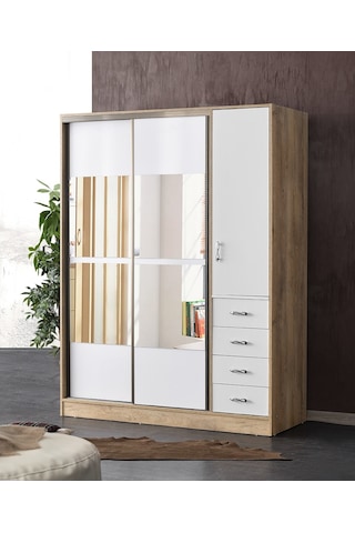 Beenal Samara Sürgülü Kapaklı Şifonyerli Gardırop 160 Cm