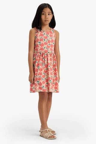 DeFacto Kız Çocuk Bisiklet Yaka Çiçek Desenli Kolsuz Elbise B4338A825SMOG577 Turuncu