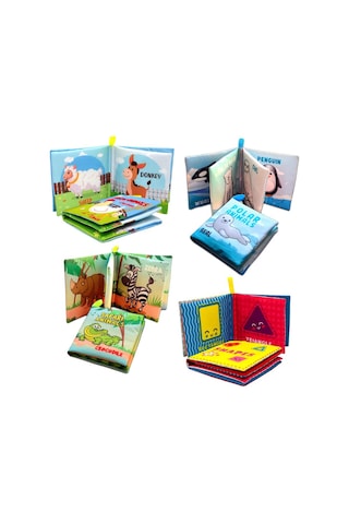 4 Kitap Tox İngilizce Şekiller , Çiftlik , Safari Ve Kutup Hayvanları Kumaş Sessiz Kitap E119 E125 E130 E131 - Bez Kitap , Eğitici Oyuncak , Yumuşak Ve Hışırtılı