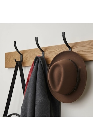 Uzun Noktalı Metal Askı Şık Portmanto Askılık Dolap Mobilya Askısı Vidalar Dahil 5 Adet Siyah