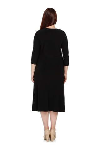 Nidya Moda Büyük Beden Kombinlielbise-4078Ds Siyah