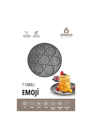 Funny Emoji Pankek Krep Tavası 26 Cm Siyah
