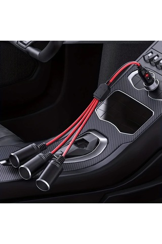 Boatshop1 Clelo 1den 3e Siyah Araba Sigara Cakmagi Bolucu Adaptor Guc Sarj Portu 12v 24v Fis Soketi 3 Yollu Bolucu 25.4 Cm Uzatma Kablosu 16awg 15a Sigorta