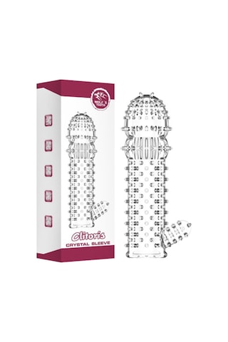 Hızlı Express Baile Clitoris Crystal Sleeve Tırtıklı Uzatmalı Silikon Penis Kılıfı