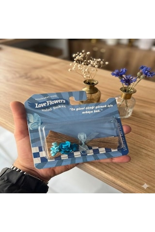 Love Flowers Mavi Huzur Mini Buket - Sınırlı Sayıda Özel Tasarım Hediyelik -