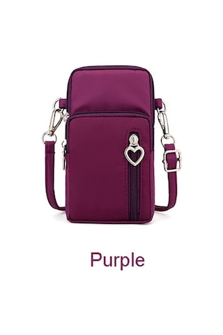 Rahat Küçük Omuz Çantası Kadın Cep Telefonu Cebi Durumda Su Geçirmez Naylon Spor Kol Paketi Mini Messenger Çanta Crossbody Çanta Mor