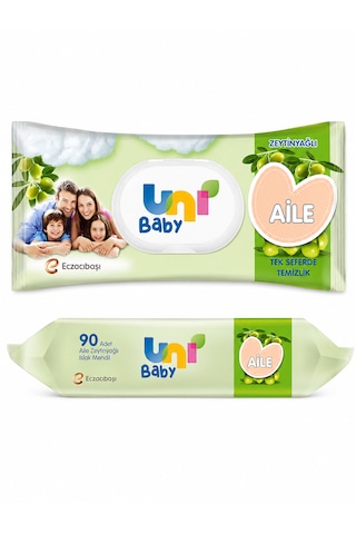 Uni Baby Aile Zeytinyağlı Islak Mendil 90'lı 3'lü Set