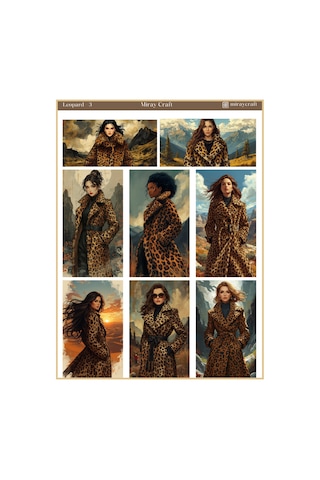 Leopar Temalı 3 Lü Sticker Seti Fashion & Şık İllüstrasyonlar 12 17 Cm Diğer