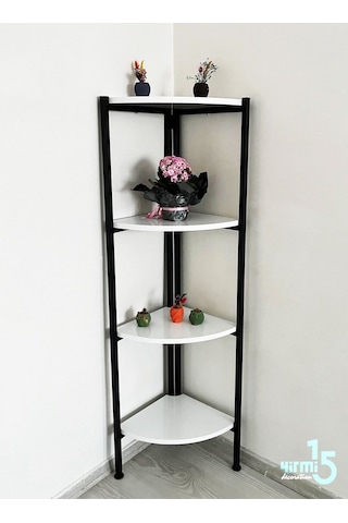 Yirmi15 Köşe Kitaplık- Beyaz Köşe Kitaplık- 4 Raflı Köşe Kitaplık