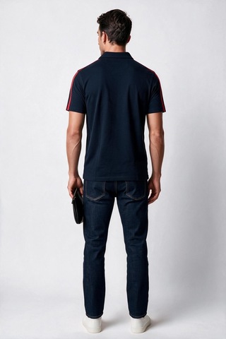 Giant Erkek Polo Yaka Pamuklu Kısa Kollu Logolu T-shirt Lacivert