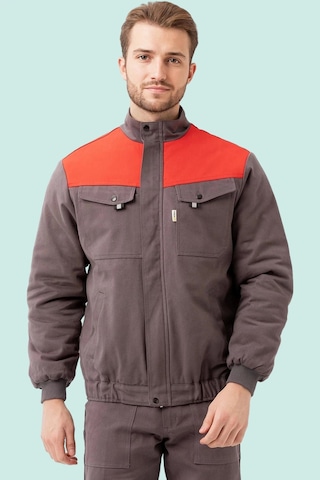 Kışlık İş Mont Grituruncu Kapitone Astarlı Avensis Astar Rüzgar Geçirmez Montu Kıyafeti Gri-Kırmızı