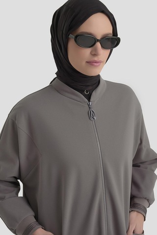 Armine Trend Kolları Ribanalı Boydan Fermuarlı Cepli Giy Çık Gri 25kt557 Gri