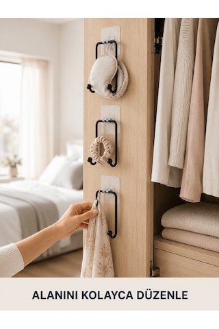 Shnstore 3 Adet Çok Amaçlı Yapışkanlı Askı Pratik Duvar Tipi Düzenleyici Shntknd0720 Çok Renkli