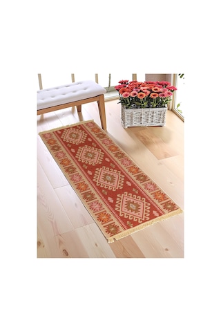 "çift Taraflı Kullanılabilir, Makinede Yıkanabilir, Modern Desenli Kilim 11 Farklı Ebat" Turuncu Turuncu