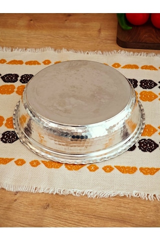 Modabakır Bakır Derin Servis Tabak Kase 24 Cm Model:ssdaa46 Gümüş