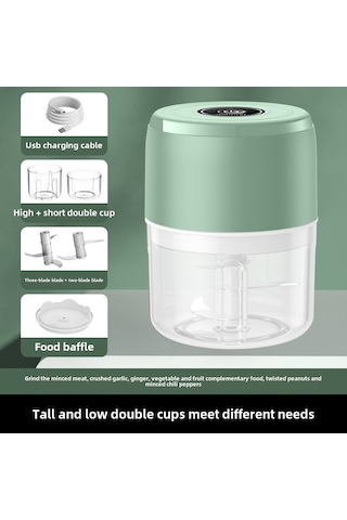 Youmex Ev Ofisi Mini Elektrikli Sarımsak Ezici - Fıstık, Tohum, Malzeme Kırıcı - 2 Bardak 100ml+250ml Yeşil - Taşınabilir Ve Kolay Temizlenir Diğer