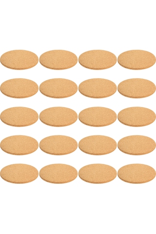 İçecekler İçin 20 Paket Mantar Bardak Altlığı, Emici Isıya Dayanıklı Tekrar Kullanılabilir Ahşap