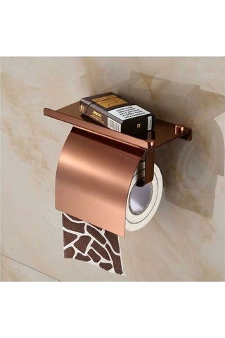 Novahub Duvara Monte Tuvalet Kağıdı Tutucusu, Telefon Raflı, 304 Paslanmaz Çelik, Banyo Dekorasyonu, Gül Altın Diğer