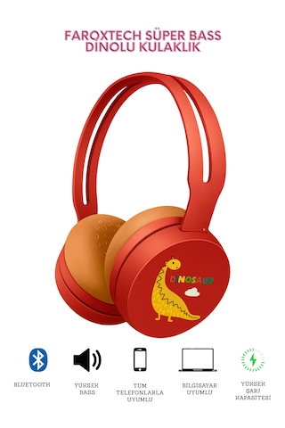 FaroxTech Dino Kulak Üstü Çocuk Kulaklığı