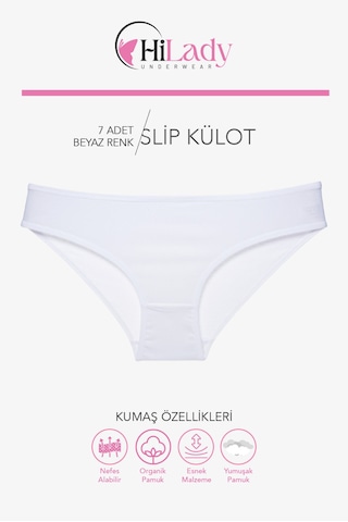 Kadın Külot 7 Li Paket Likralı Soft, Ve, Siyah, Renkler Pamuklu, Yumuşak,külot Beyaz