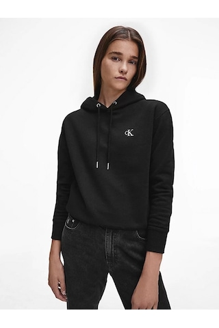 Calvin Klein Jeans Kapüşonlu Normal Kalıp Sweatshirt Siyah