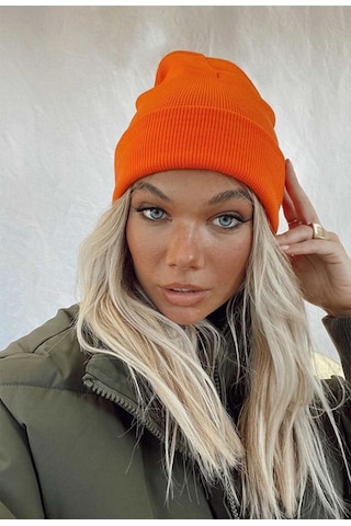 Unisex Kışlık Turuncu Katlamalı Bere Turuncu